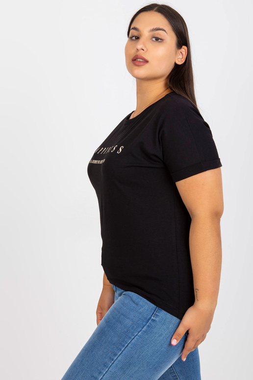 Must pluss-suuruses kuldtrükiga T-särk