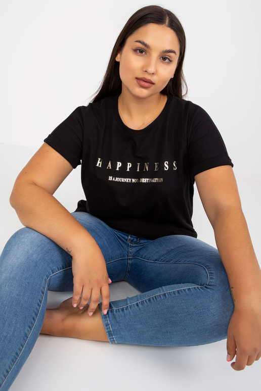 Must pluss-suuruses kuldtrükiga T-särk