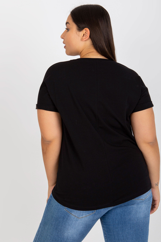 Must pluss-suuruses kuldtrükiga T-särk