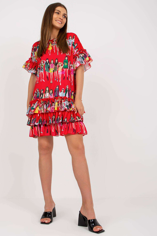 Punane volangidega minikleit ja...