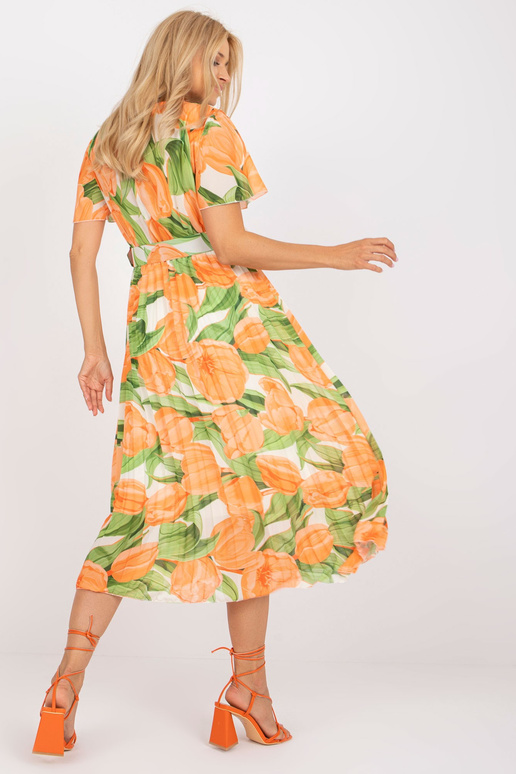 Oranžikasroheline plisseeritud ühe...