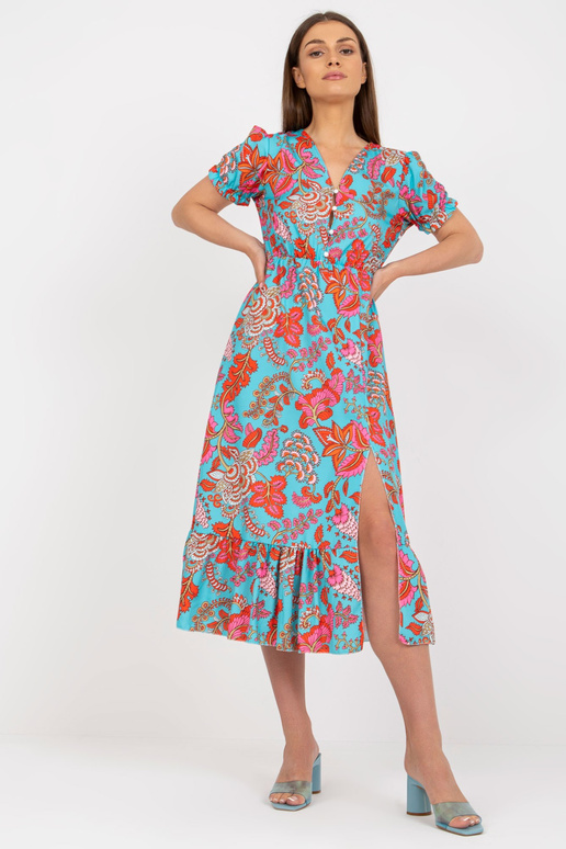 Sinine prindi ja lõhikuga midikleit