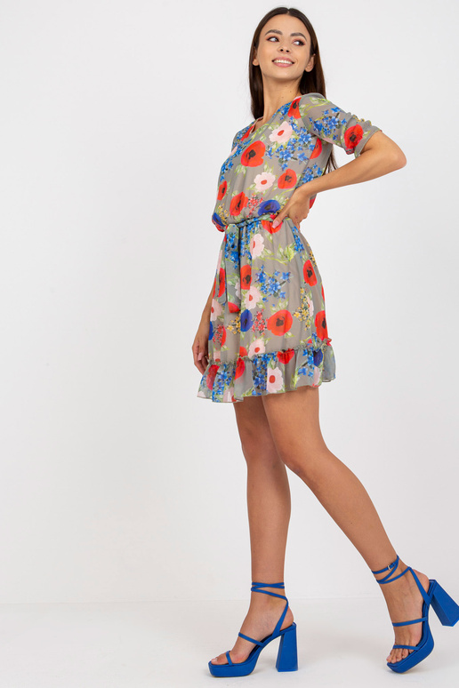 Khaki värvi lilleline lühikeste...