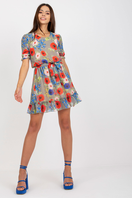 Khaki värvi lilleline lühikeste...