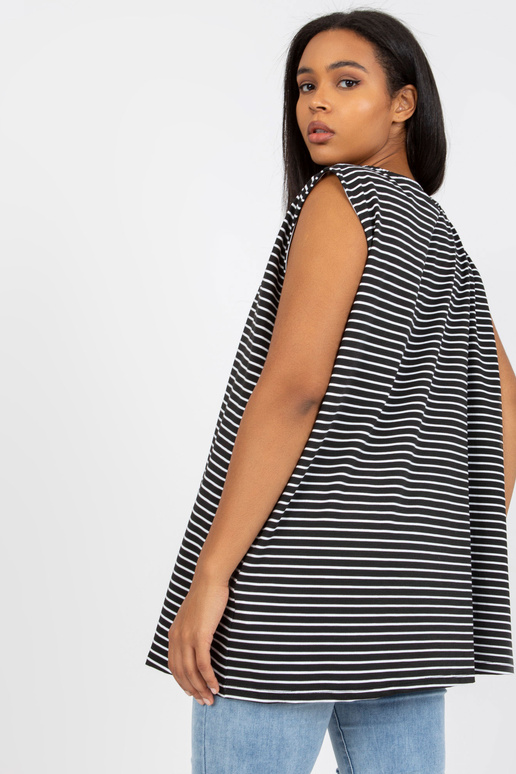 Must-valge pluss suuruses V-kaelusega...