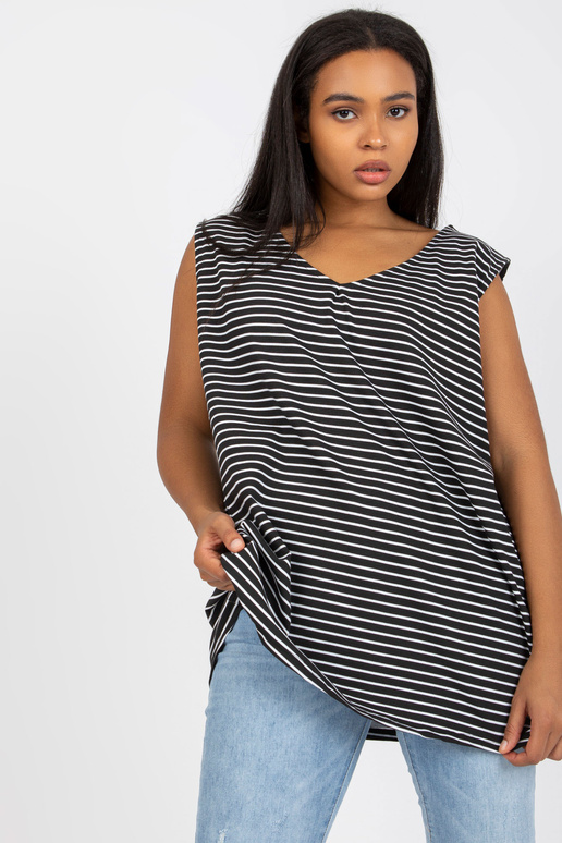 Must-valge pluss suuruses V-kaelusega...