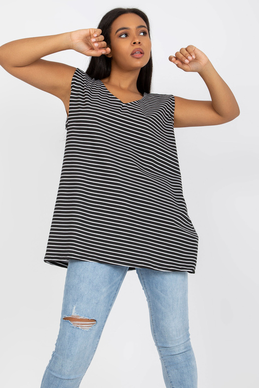 Must-valge pluss suuruses V-kaelusega...