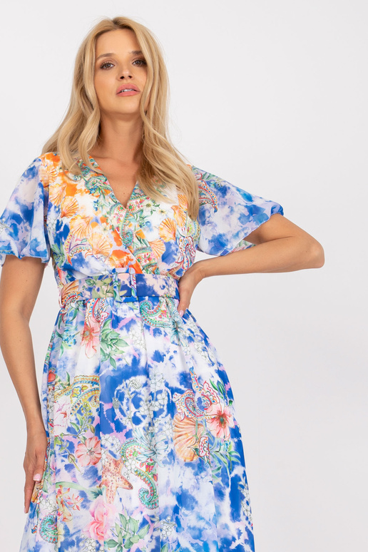 Sinine midi kleit trükiste ja vööga Sinine midi kleit trükiste ja vööga