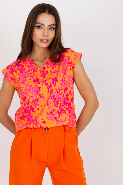 Oranžikasroosa varrukateta trükiga...