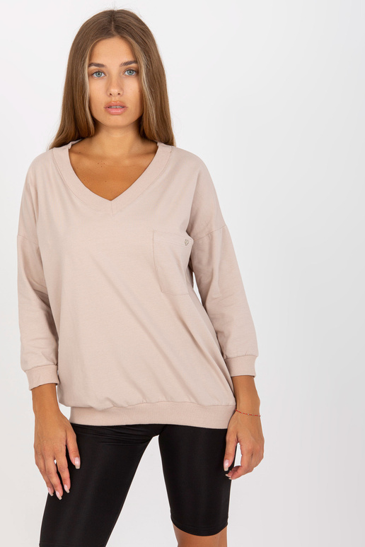 Beež puuvillane taskuga pluus