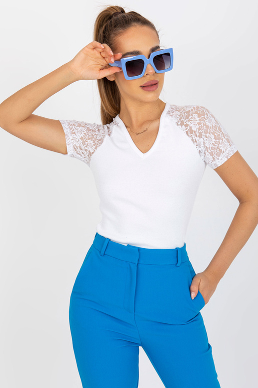 Valge soonikuga pluus pitsiga RUE PARIS