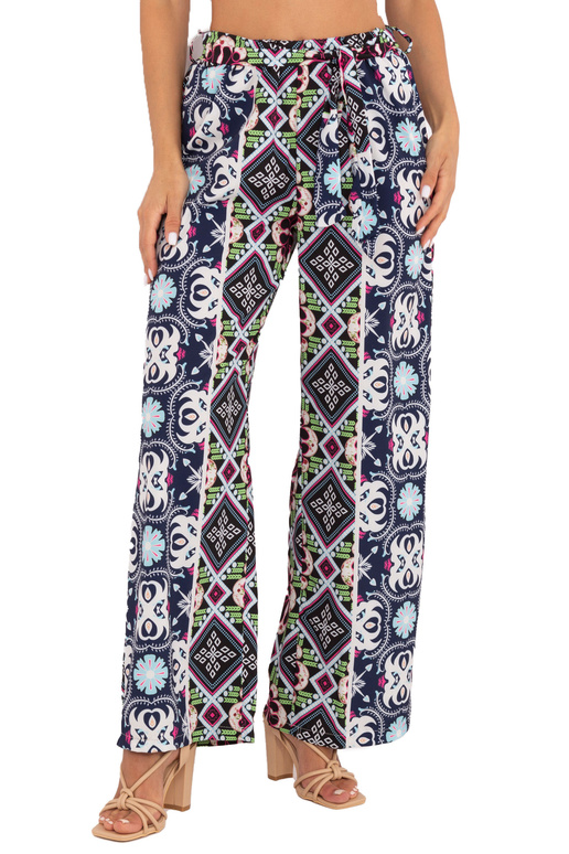 Musta laia mustriga kangast püksid