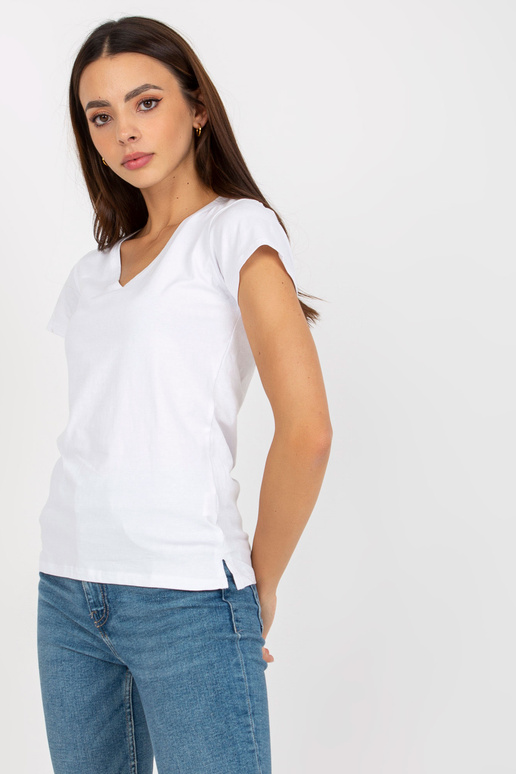 Valge tavaline V-kaelusega T-särk