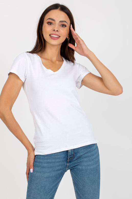 Valge tavaline V-kaelusega T-särk
