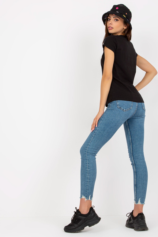 Must naiste puuvillane T-särk