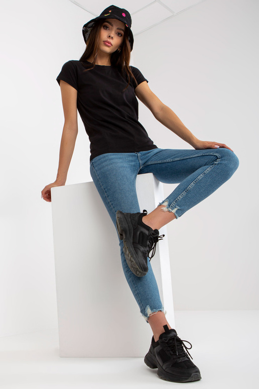 Must naiste puuvillane T-särk