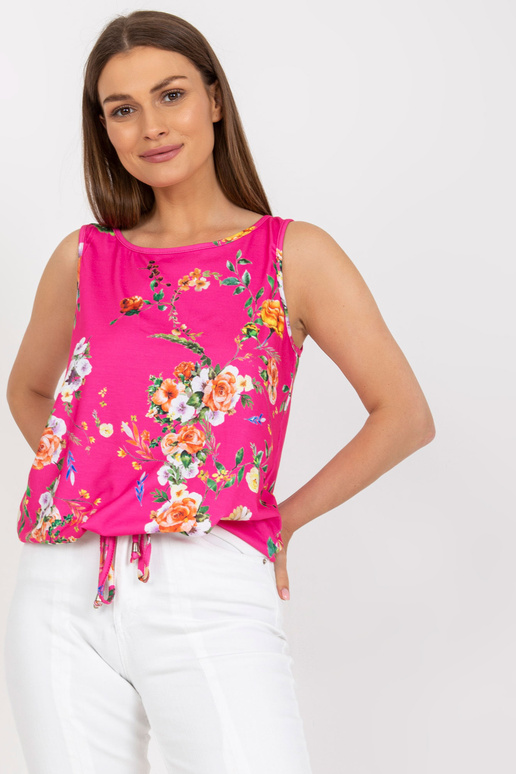 Tumeroosa lahtised lillelised top