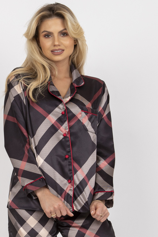 Must kunstsatiinpidžaamad pükstega Must kunstsatiinpidžaamad pükstega