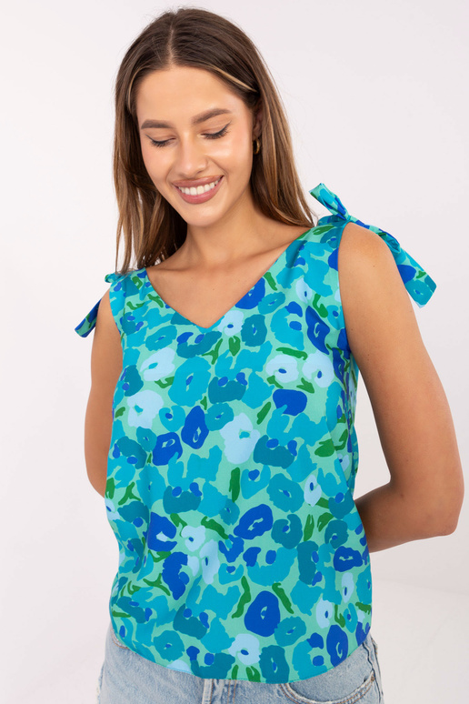 Roheline ja sinine V-kaelusega topp...