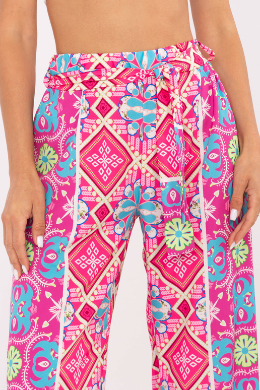 Laiad roosad trükistega püksid Laiad roosad trükistega püksid