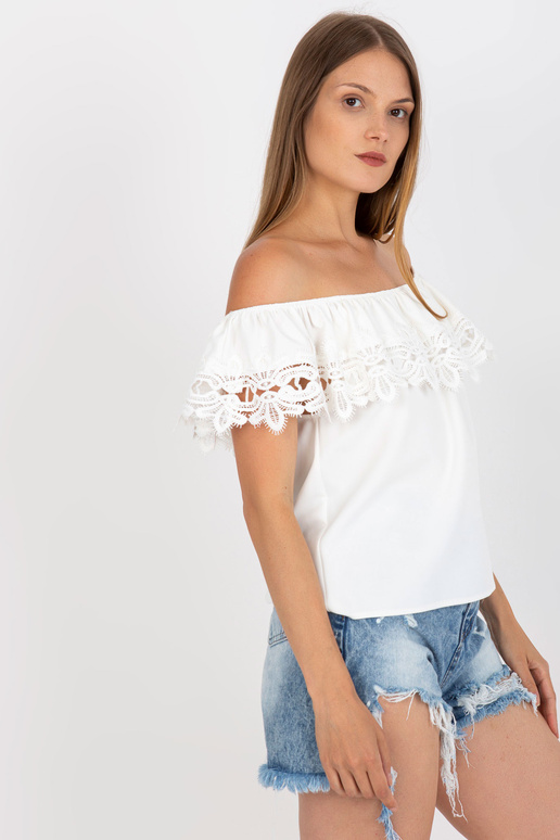 Valge naiste hispaania pluus flumbiga