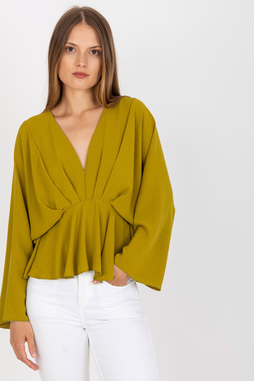 Oliivipunane laiade varrukatega pluus