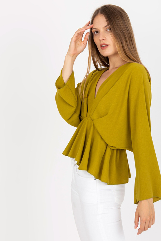 Oliivipunane laiade varrukatega pluus