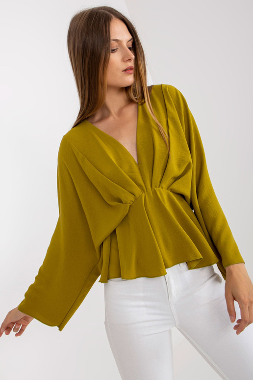 Oliivipunane laiade varrukatega pluus