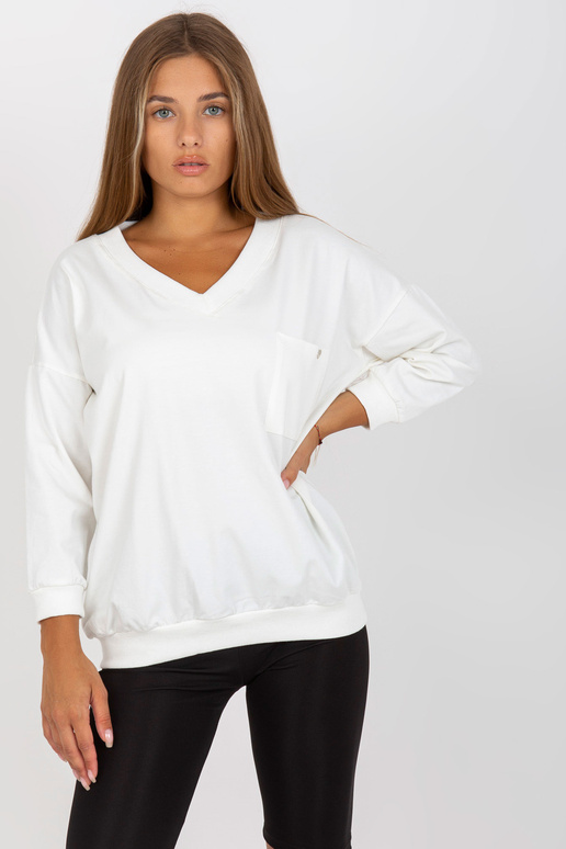 Ecru puuvillane V-kaelusega pluus