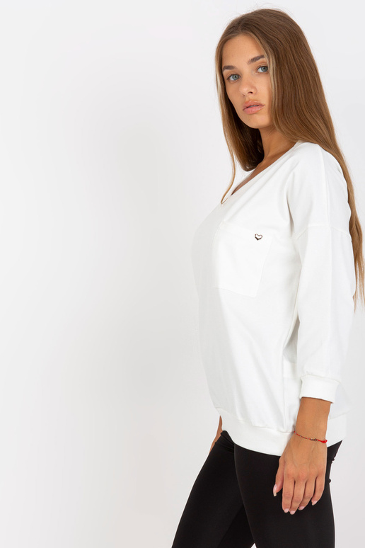 Ecru puuvillane V-kaelusega pluus