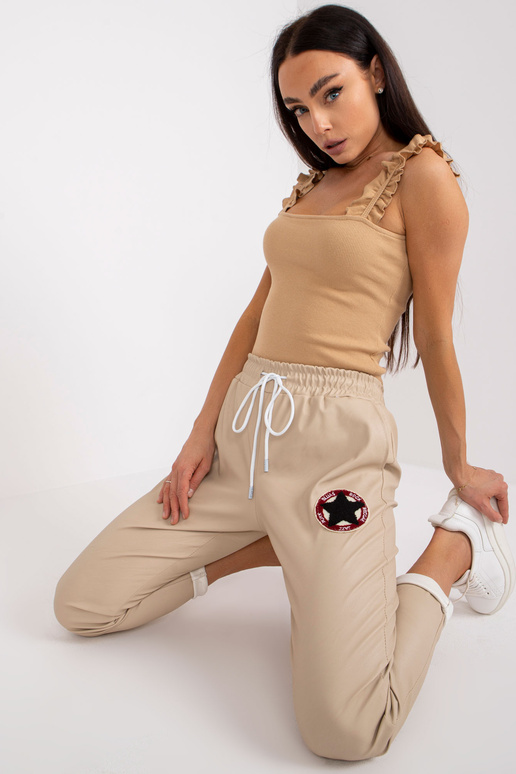 Eco-nahast beežid Lana taskutega püksid