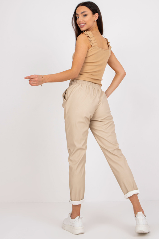 Eco-nahast beežid Lana taskutega püksid