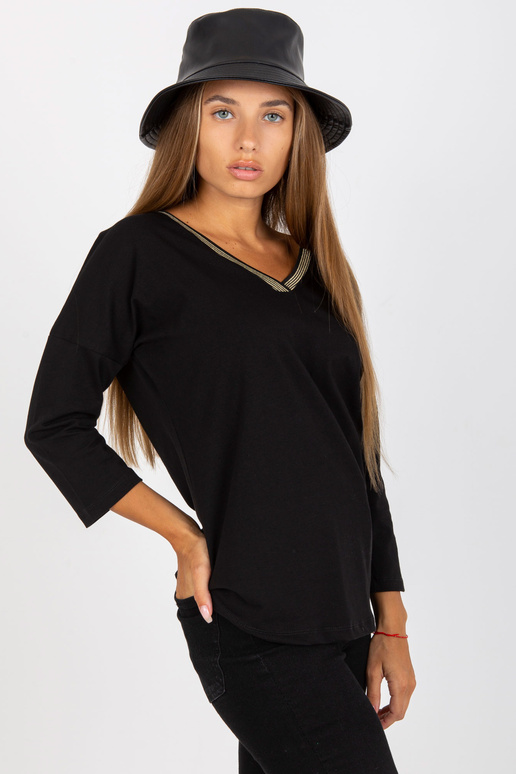 Must vabaaja pluus V-kaelusega RUE PARIS