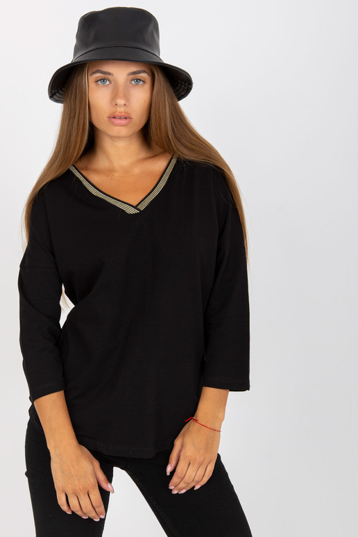 Must vabaaja pluus V-kaelusega RUE PARIS