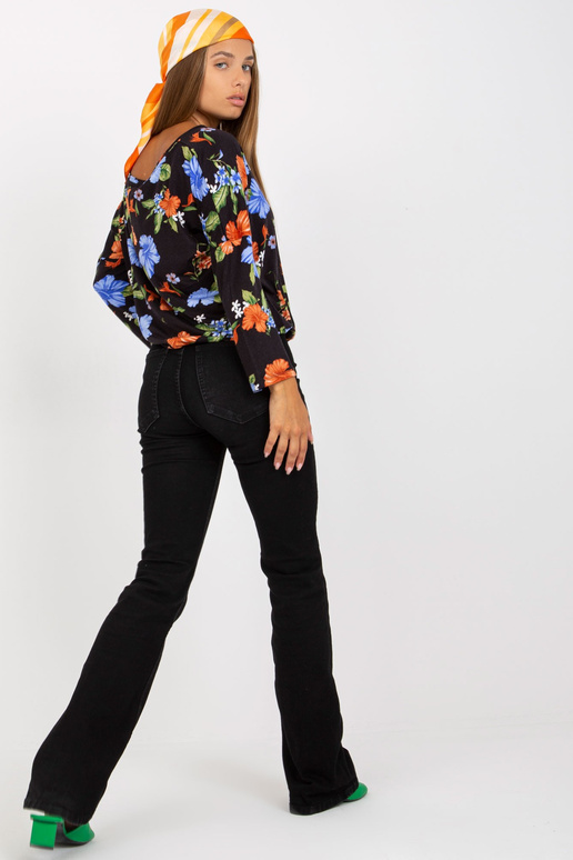 Tume tumesinine lillelise trükiga...