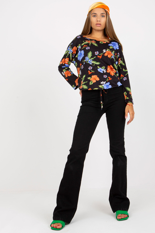 Tume tumesinine lillelise trükiga...