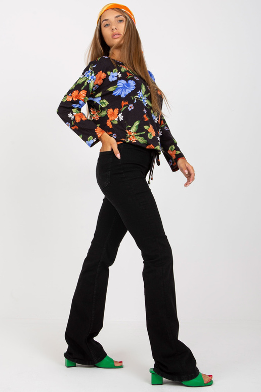 Tume tumesinine lillelise trükiga...