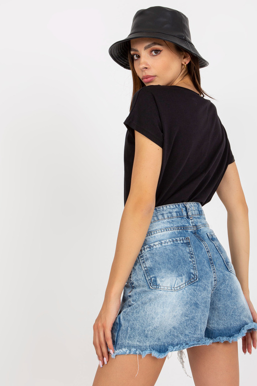 Must naiste V-kaelusega T-särk