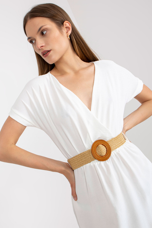 Valge vabaaja kleit punutud vööga RUE...