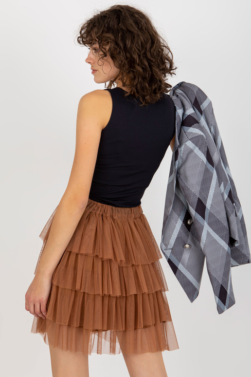 Helepruun volangidega tüllseelik...