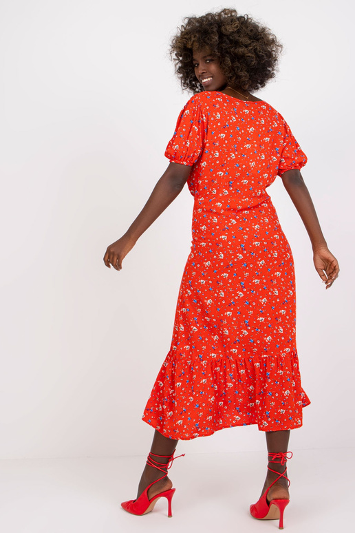 Punane midi kleit naistele printidega...