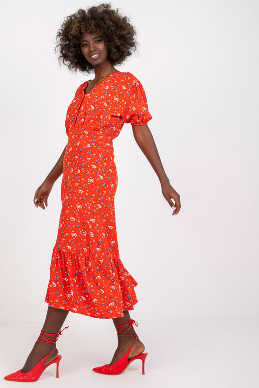 Punane midi kleit naistele printidega...