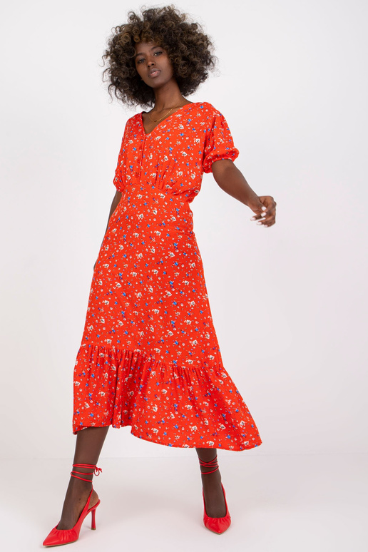 Punane midi kleit naistele printidega...