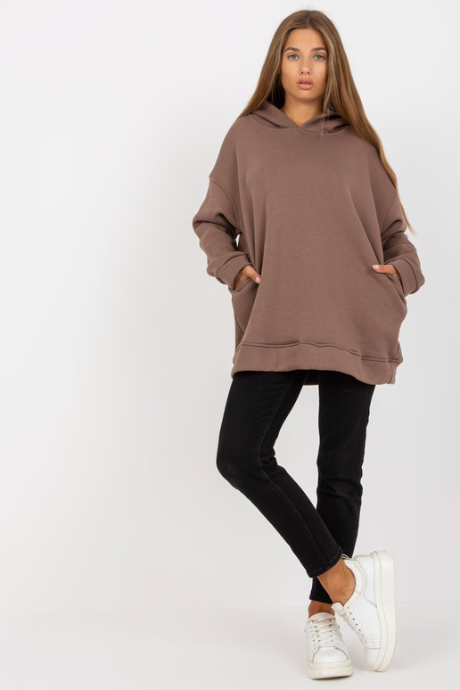 Pruun dressipluus basic kapuutsiga