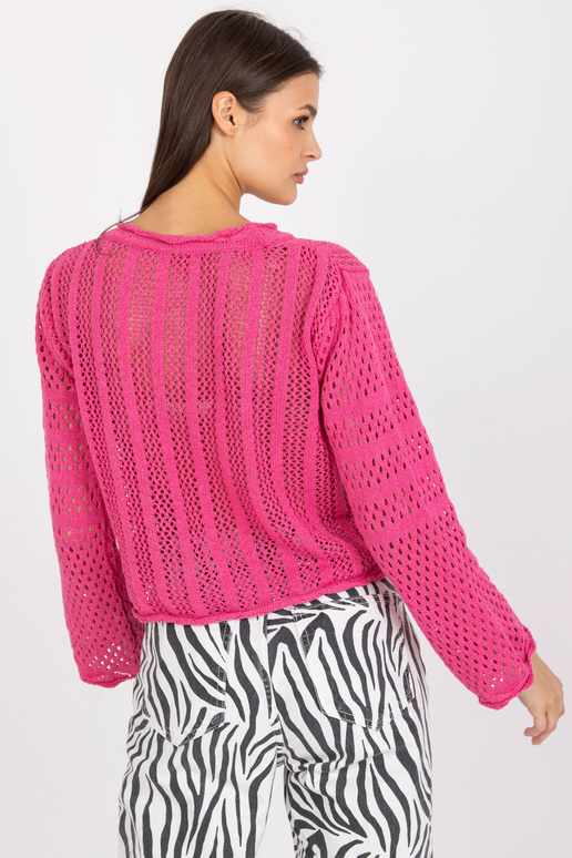 Roosa ažuurne lühike kampsun lipsuga...