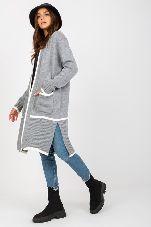 Hallikas-ekru pikk taskutega kardigan...