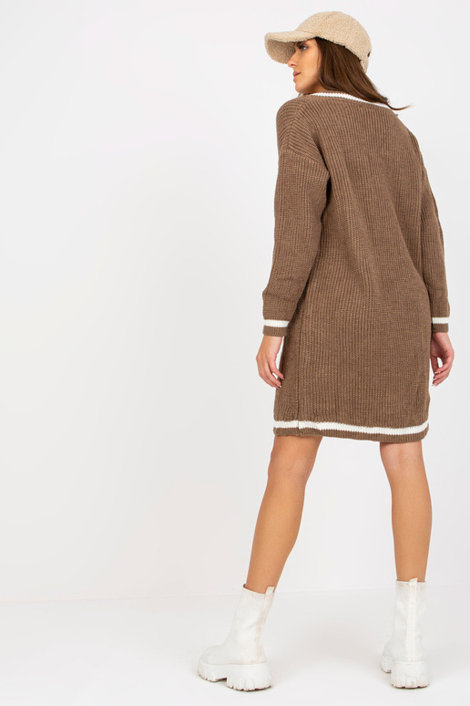 Pruun V-kaelusega kootud kleit RUE PARIS