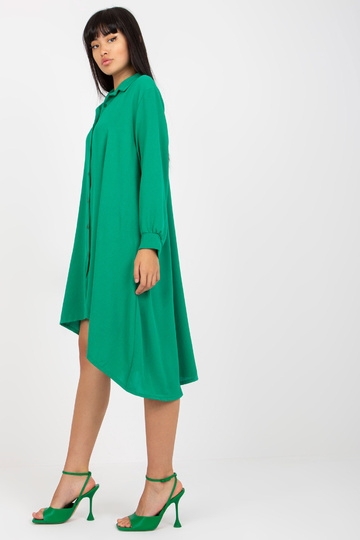Roheline asümmeetriline kraega kleit 2
