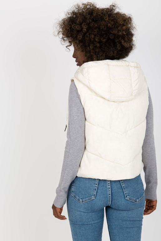 Ecru lühike tepitud vest kapuutsiga Ecru lühike tepitud vest kapuutsiga