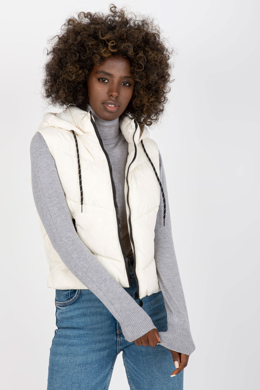 Ecru lühike tepitud vest kapuutsiga Ecru lühike tepitud vest kapuutsiga